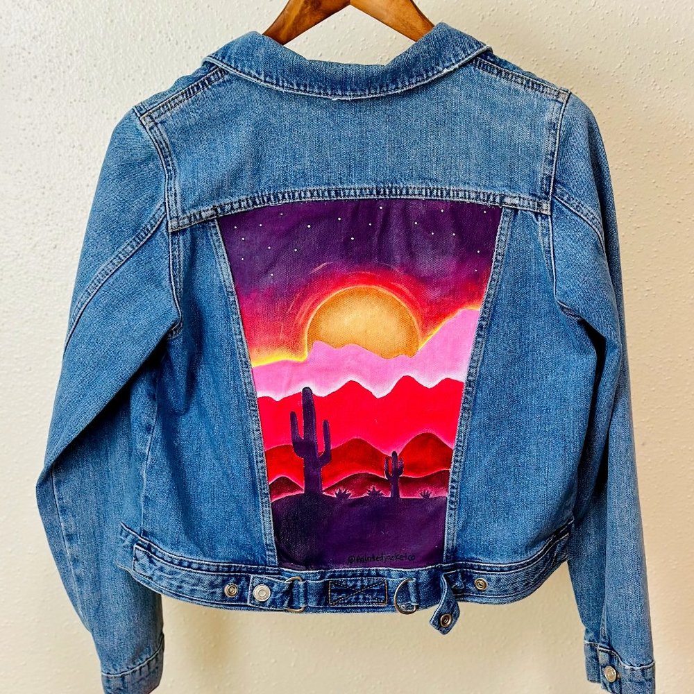 Denim Jacket Hand-Painted Arizona Desert